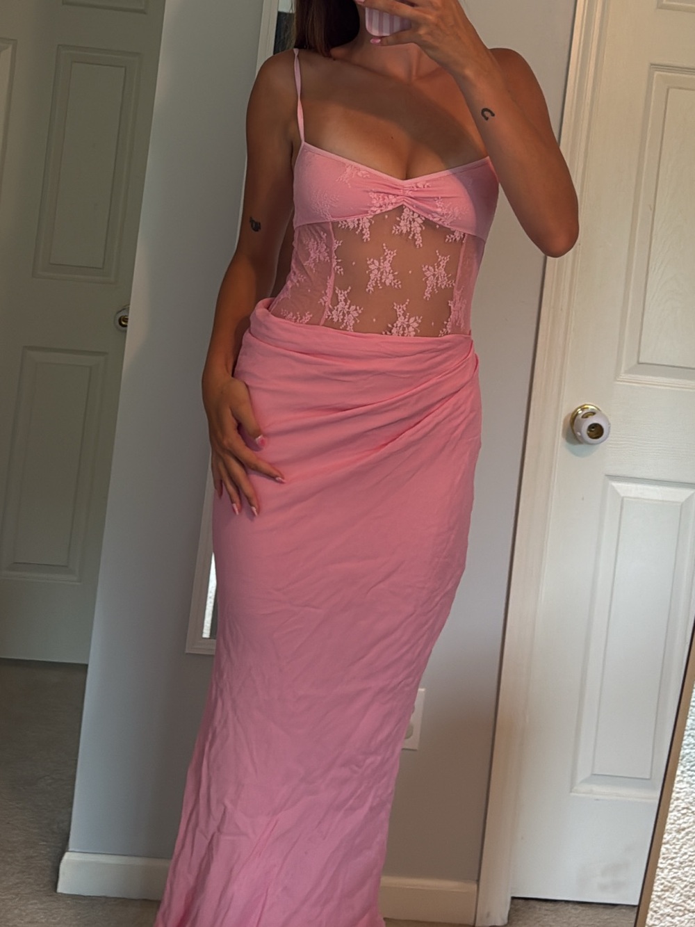 Pink Benni maxi dress with corset